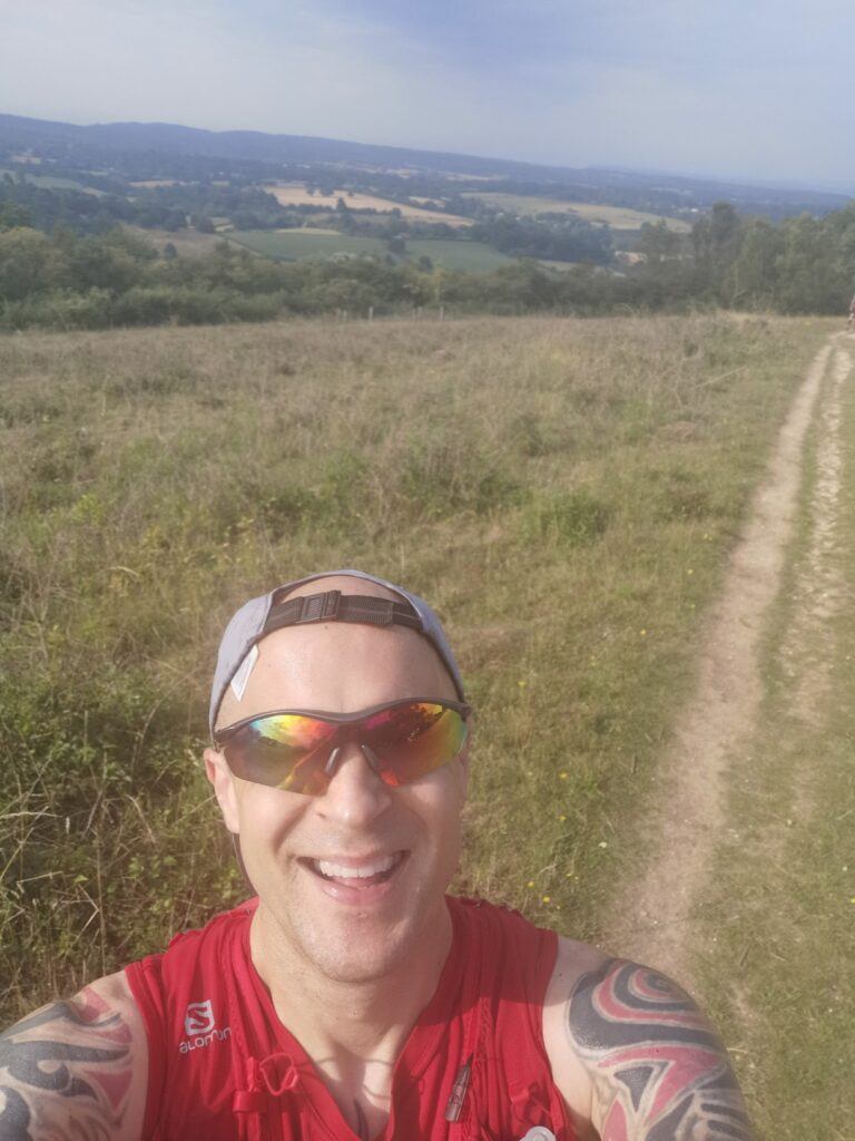 Andy Killworth running on the North Downs Way